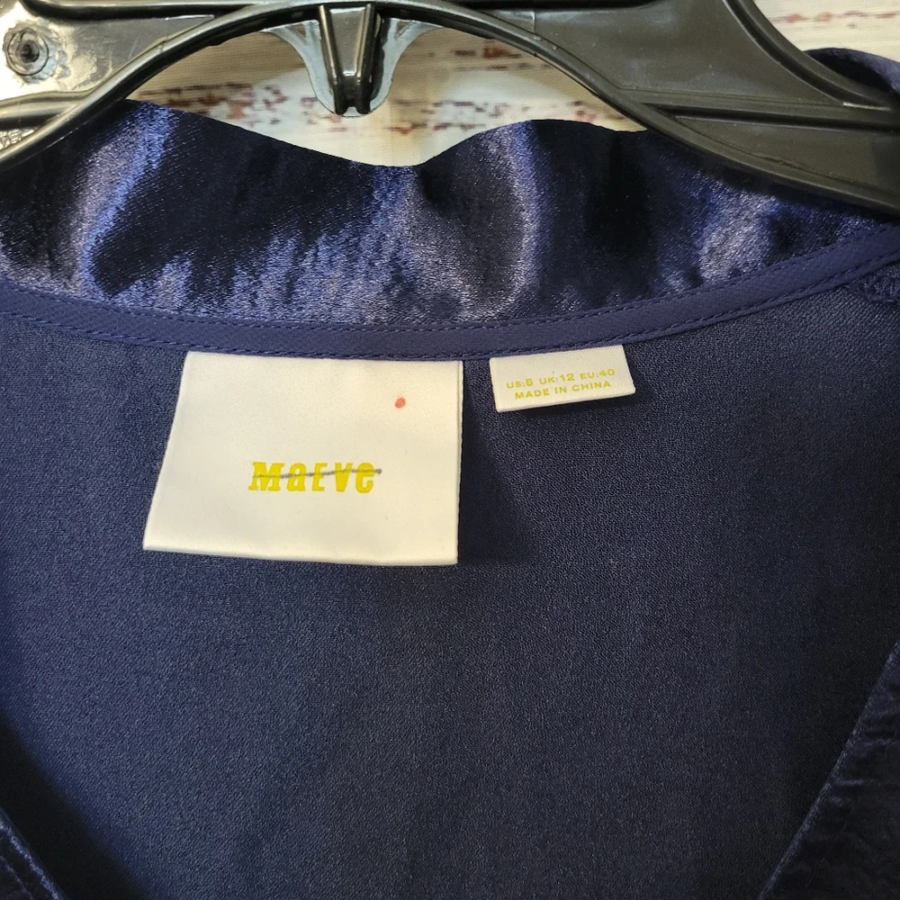 ANTHROPOLOGY Maeve S8 Sleveless Blue Tie Neck Blouse - Picture 8 of 12